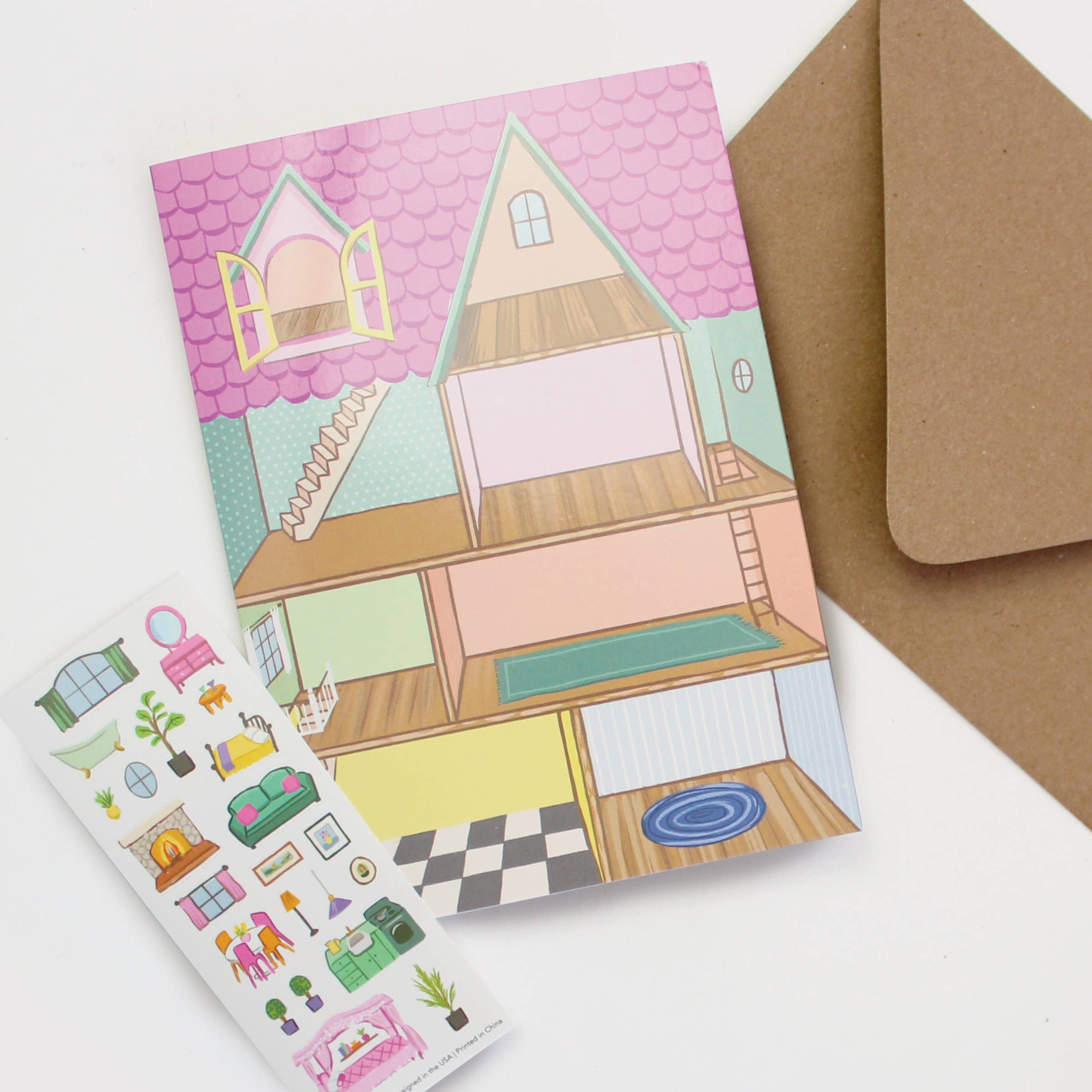 Inklings Paperie - Sticker Scene Card - Dollhouse