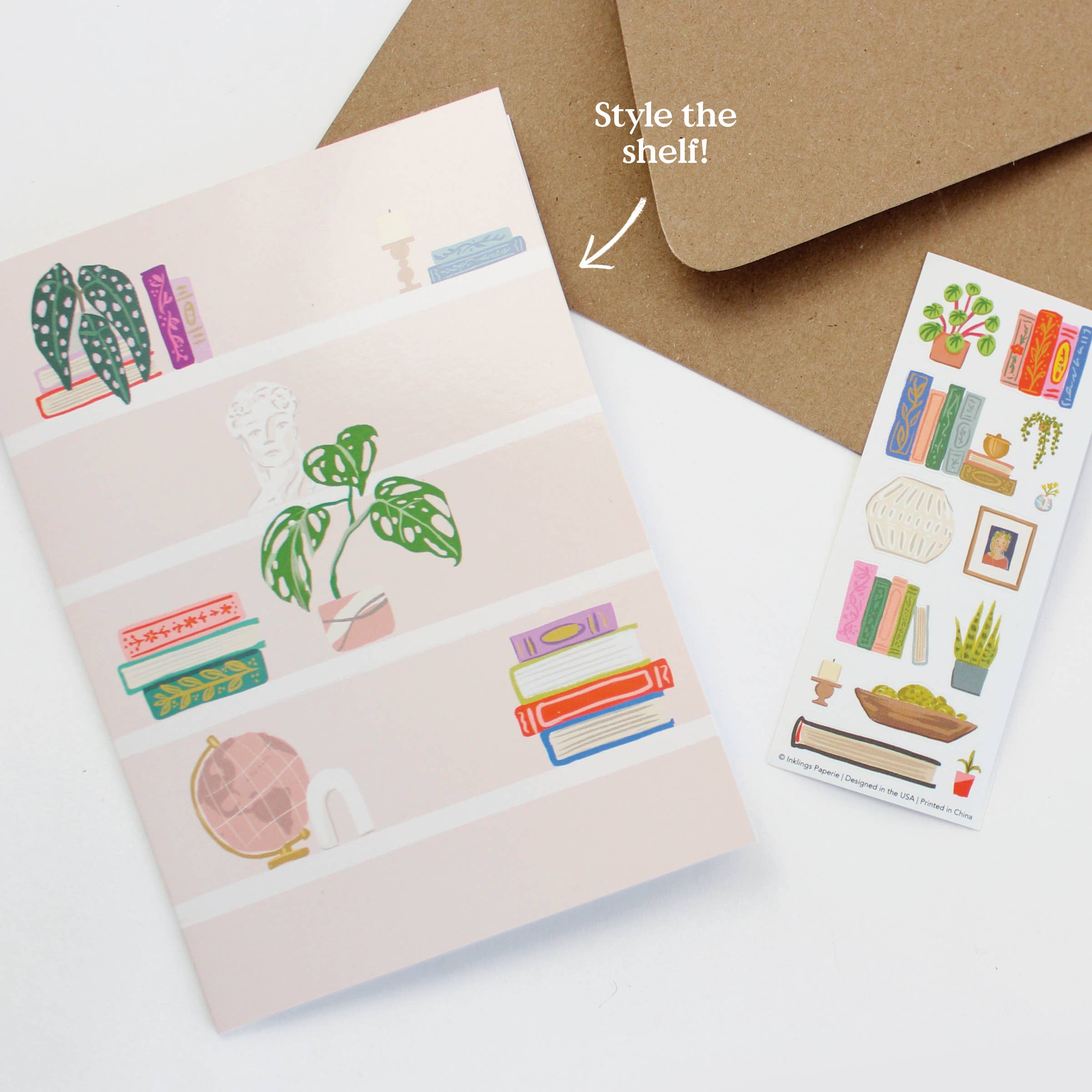 Inklings Paperie - Sticker Scene Card - Shelfie