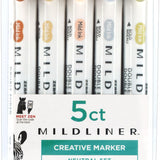 Zebra Mildliner Double Ended Marker Bold & Fine Point Neutral Set 5/PK