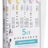 Zebra Mildliner Double Ended Marker Bold & Fine Point Gentle Color Palette 5/Pkg