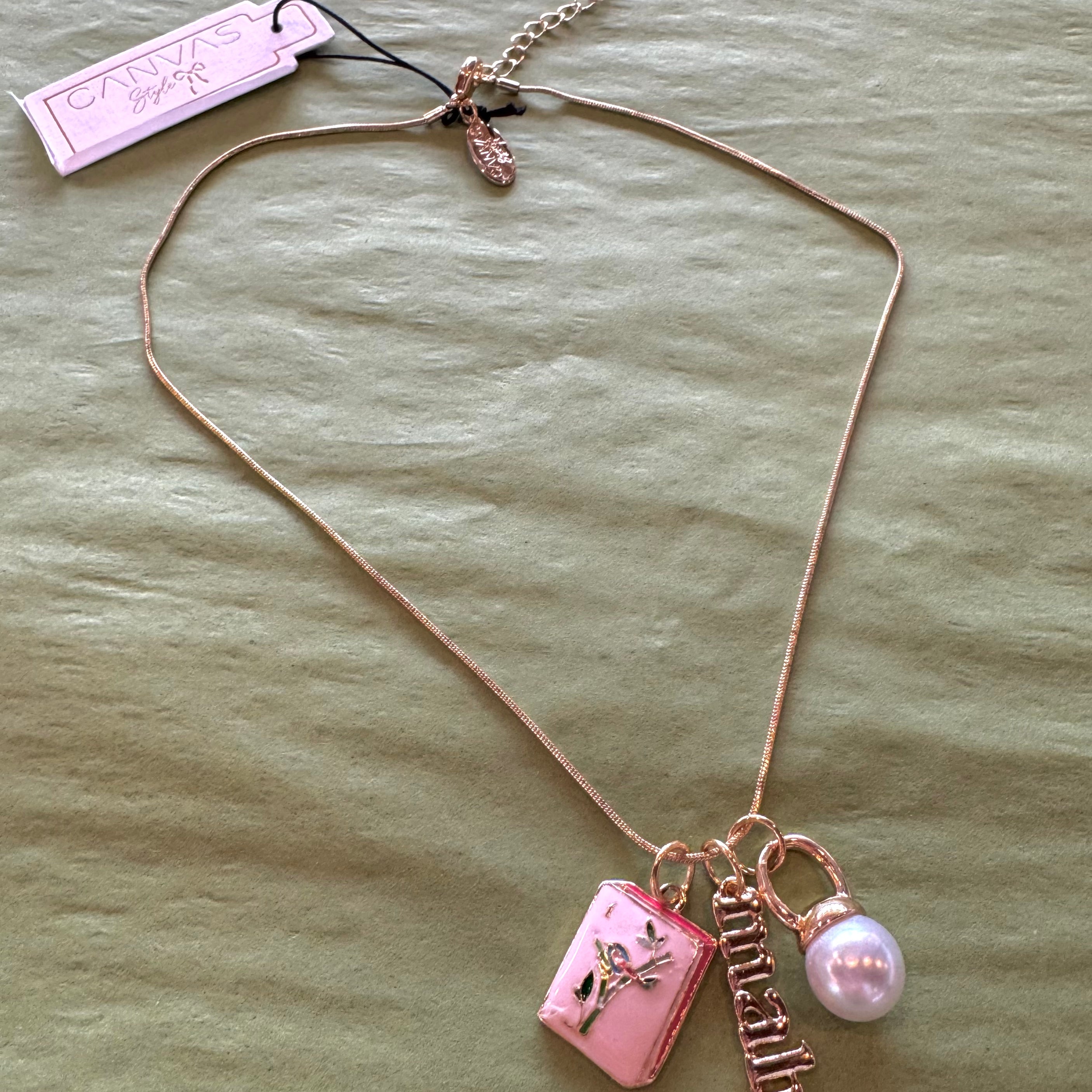 Mahjong Charm Necklace in Shiny Gold