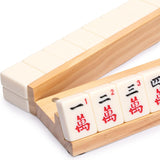 Natural Pine Wooden Mahjong Racks with Pushers - Set of 4