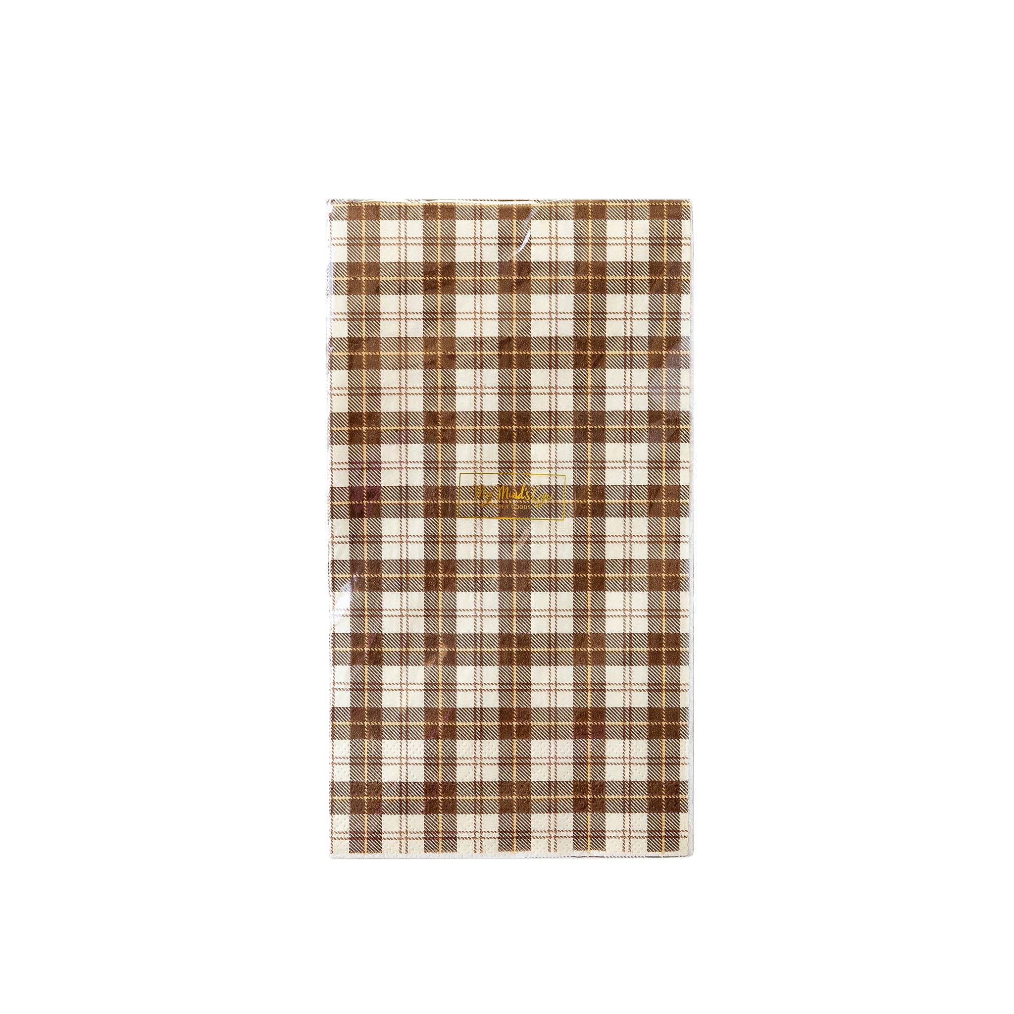 THP1037 - Harvest Brown Plaid Paper Dinner Napkin