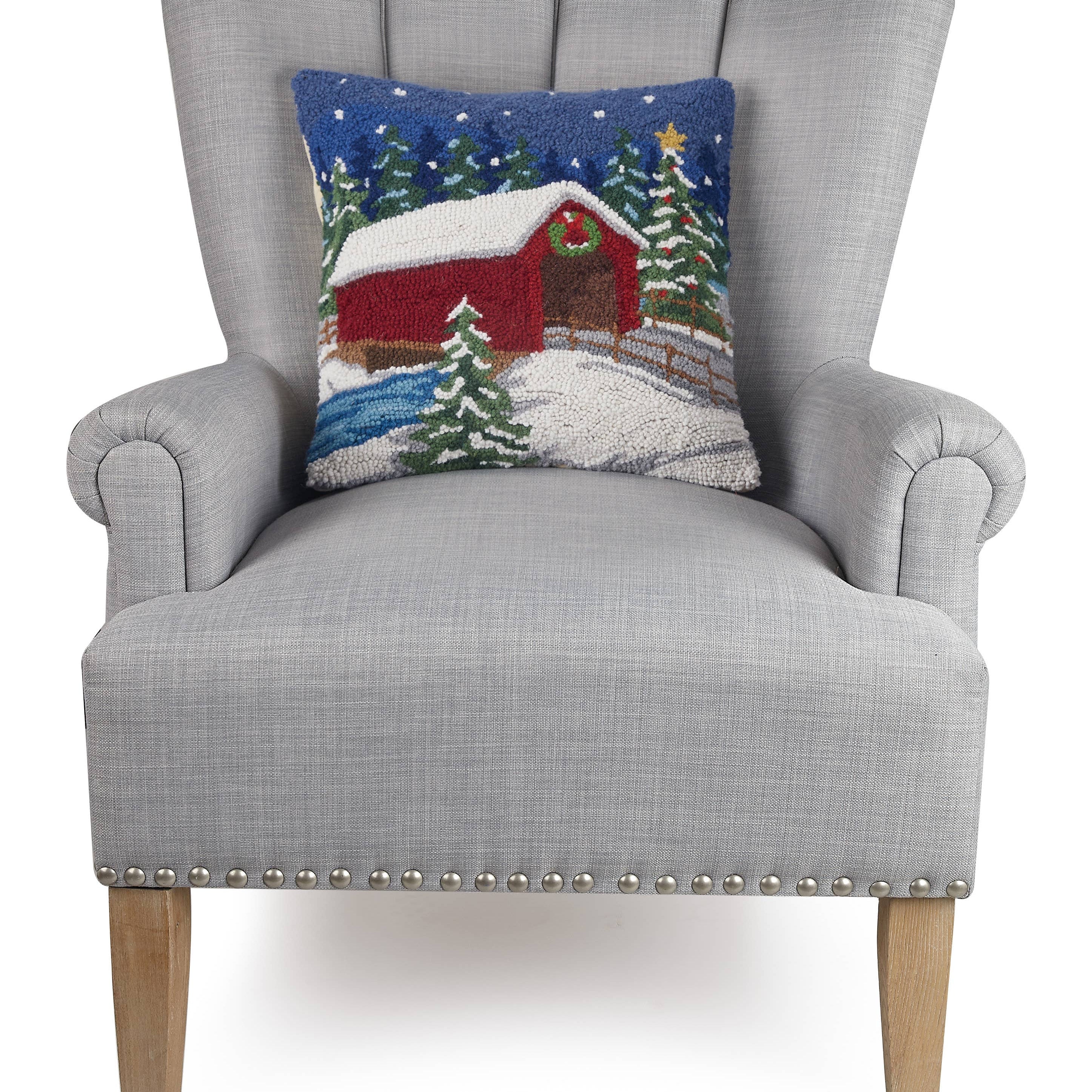 Snowy Holiday Bridge Hook Pillow