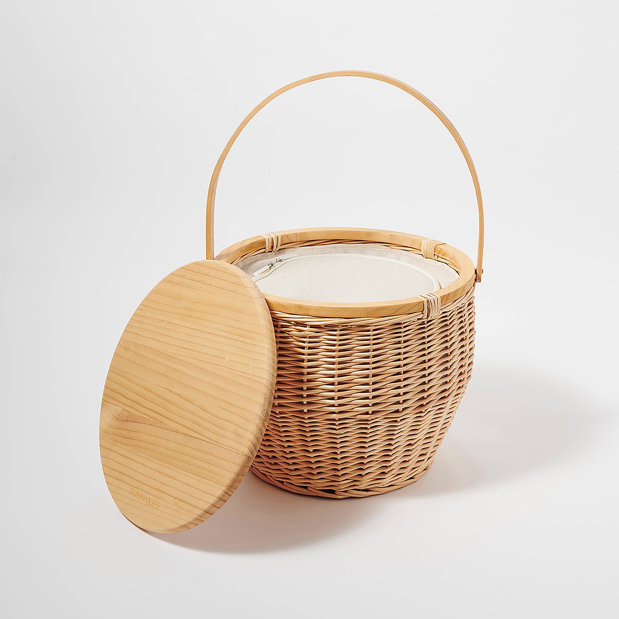 Round Picnic Cooler Basket Natural