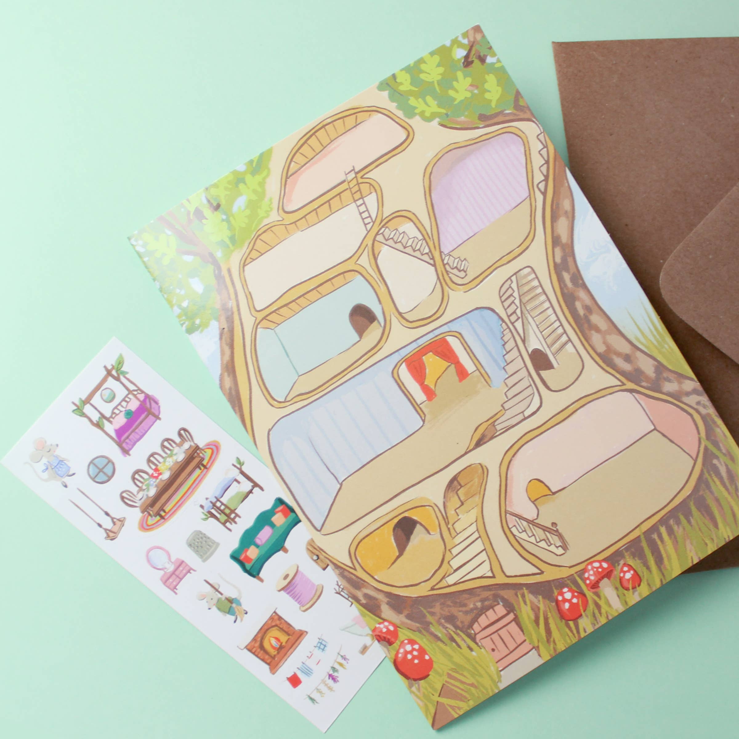 Inklings Paperie - Sticker Scene Card - Mouse House