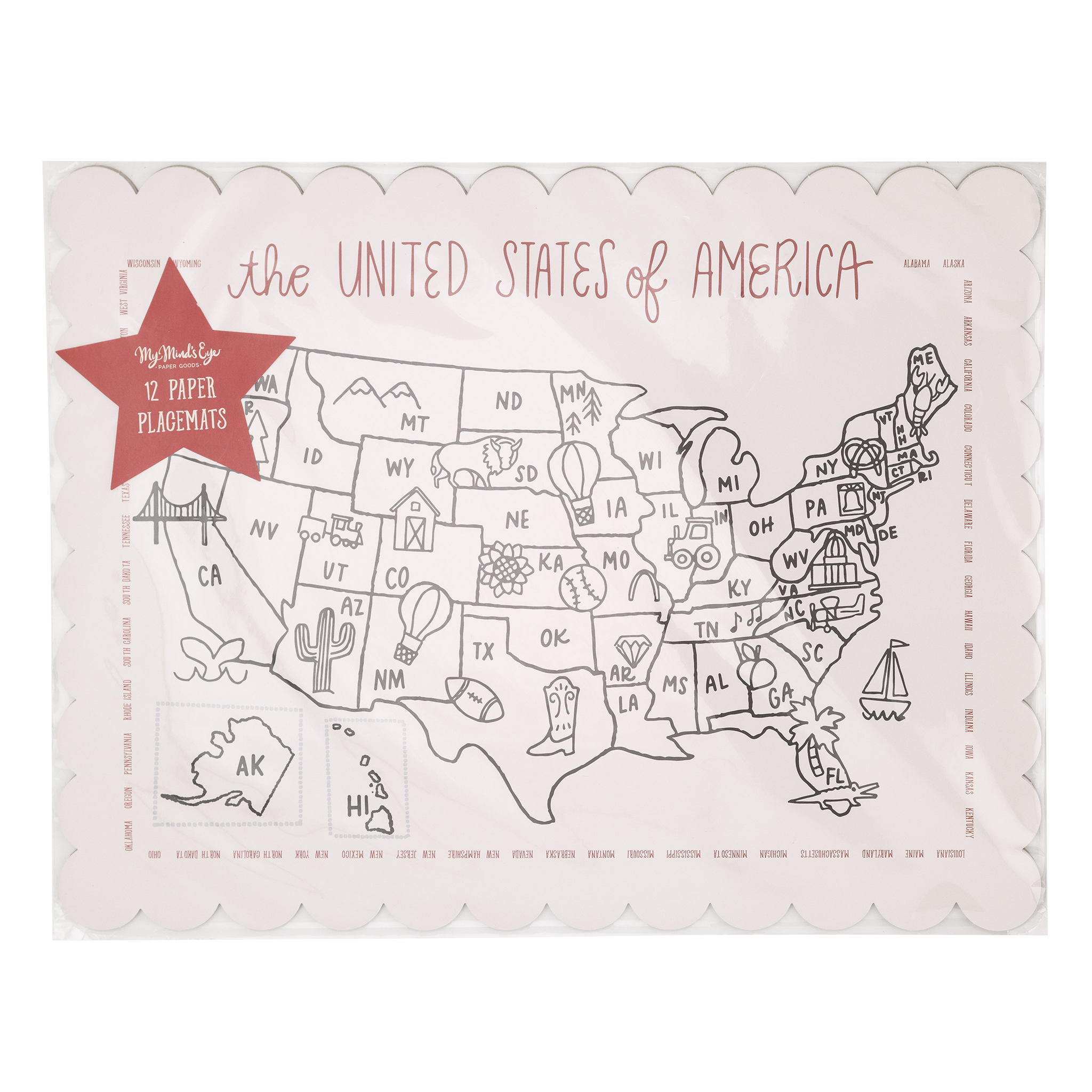 SSP1022 - Color the USA Map Paper Placemat