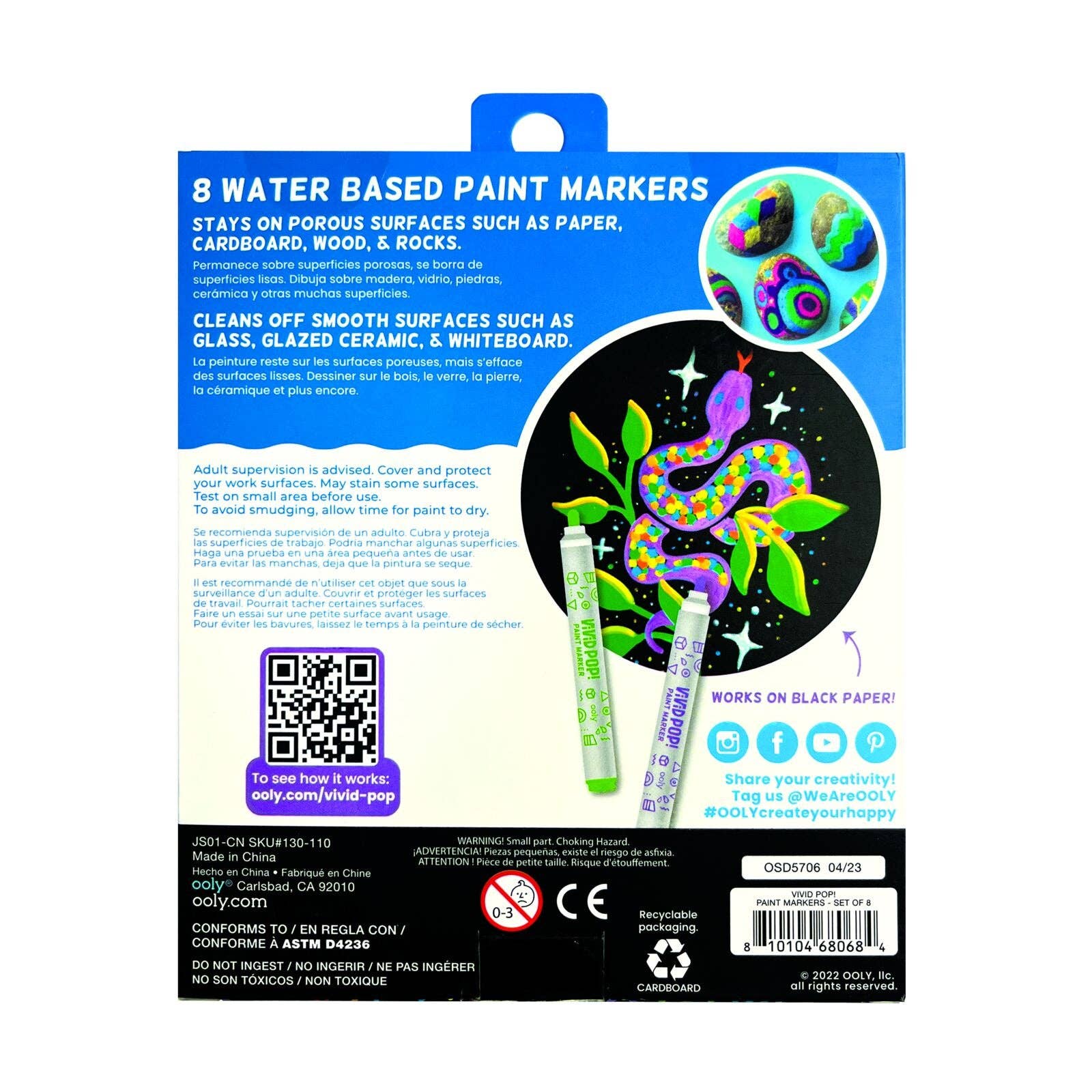 Vivid Pop! Water Based Paint Markers - 8 Colors